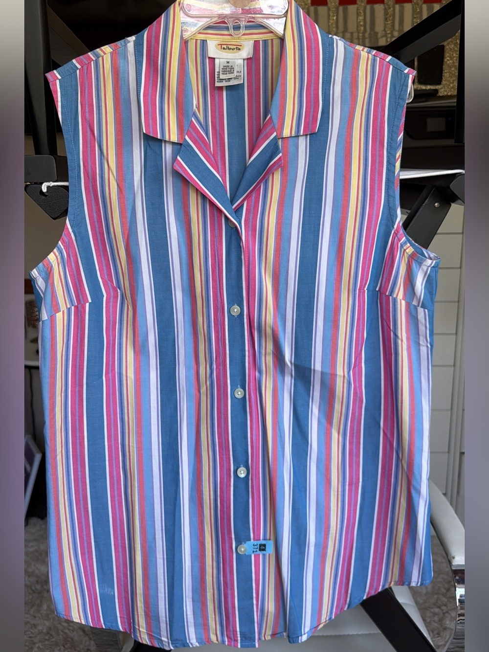 Talbots Multicolor Striped Sleeveless Button Front Tank Top